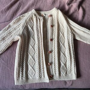 Cream Cable Knit Cardigan Sweater